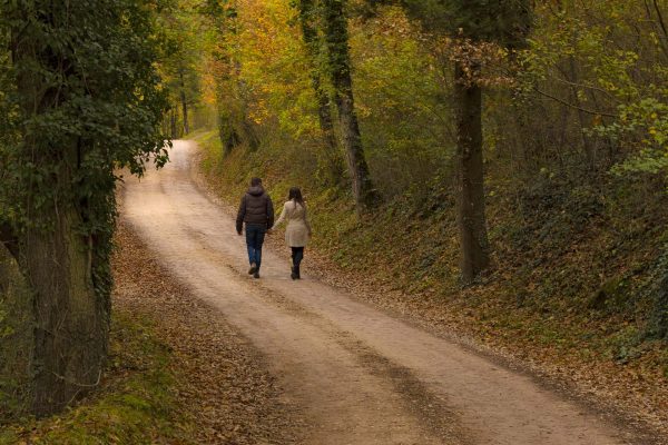 Passeggiata romantica in autunno